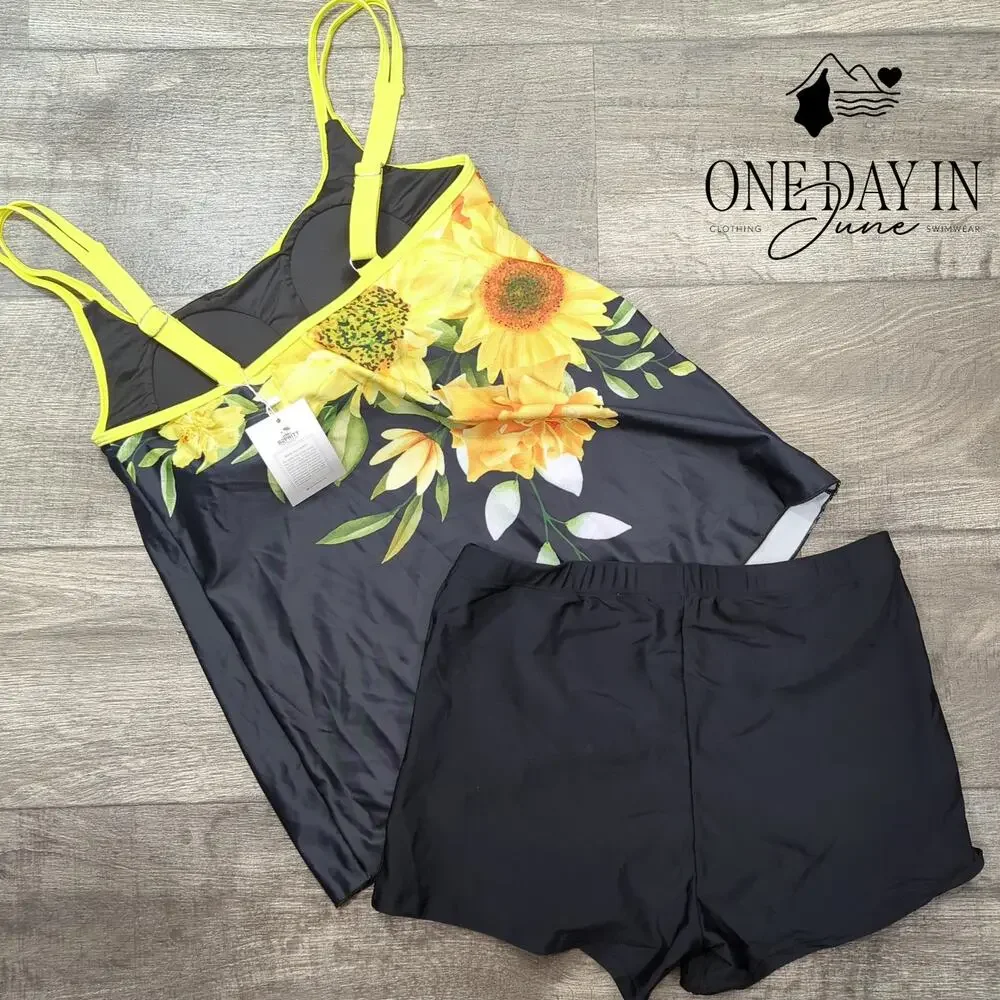 B2Prity Floral Boyshort Tankinii Swimsuit Size L